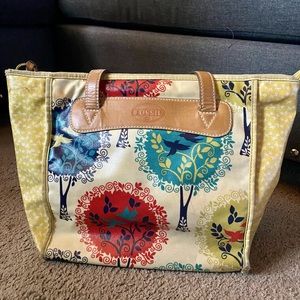 Fossil Coated Canvas Tote Bag